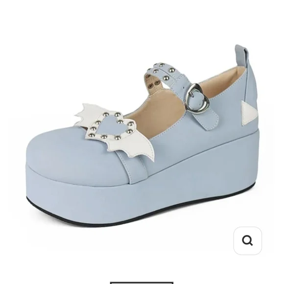 New Heart Valentine Mary jane Platform Shoes Light Blue - Picture 2 of 10